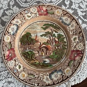 Beautiful Vintage Dinner Plate “Rural England “ W. R. Midwinter Ltd England